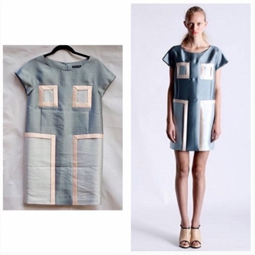 RUNWAY DRESS blue grey vintage party trending